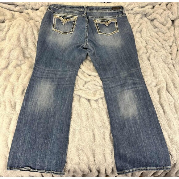 Vigoss Jeans Women 24 Slim Boot Mid Rise Medium Wash Stretch Denim Embroidered - Picture 2 of 9